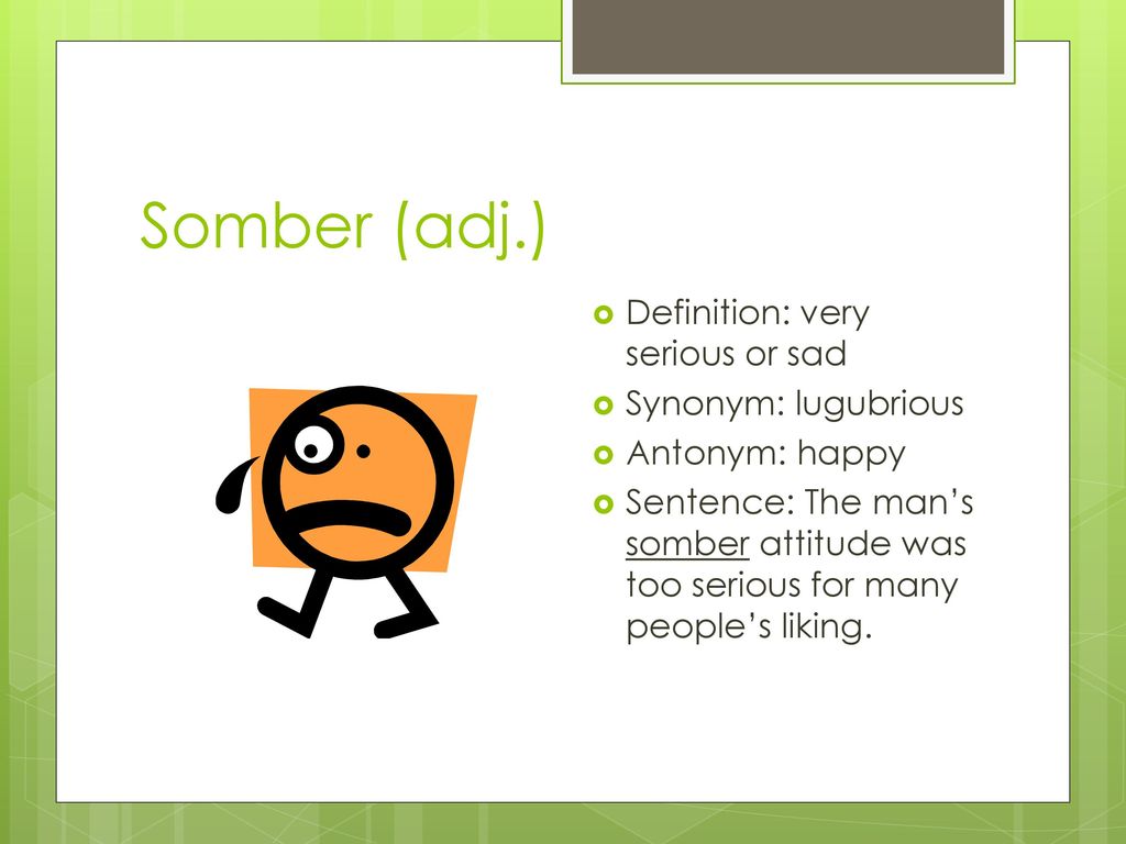 What does on sale somber mean